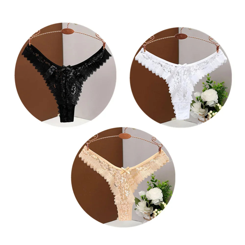 Valora V-Shape Lace Thong Pack Lingerie 3-piece