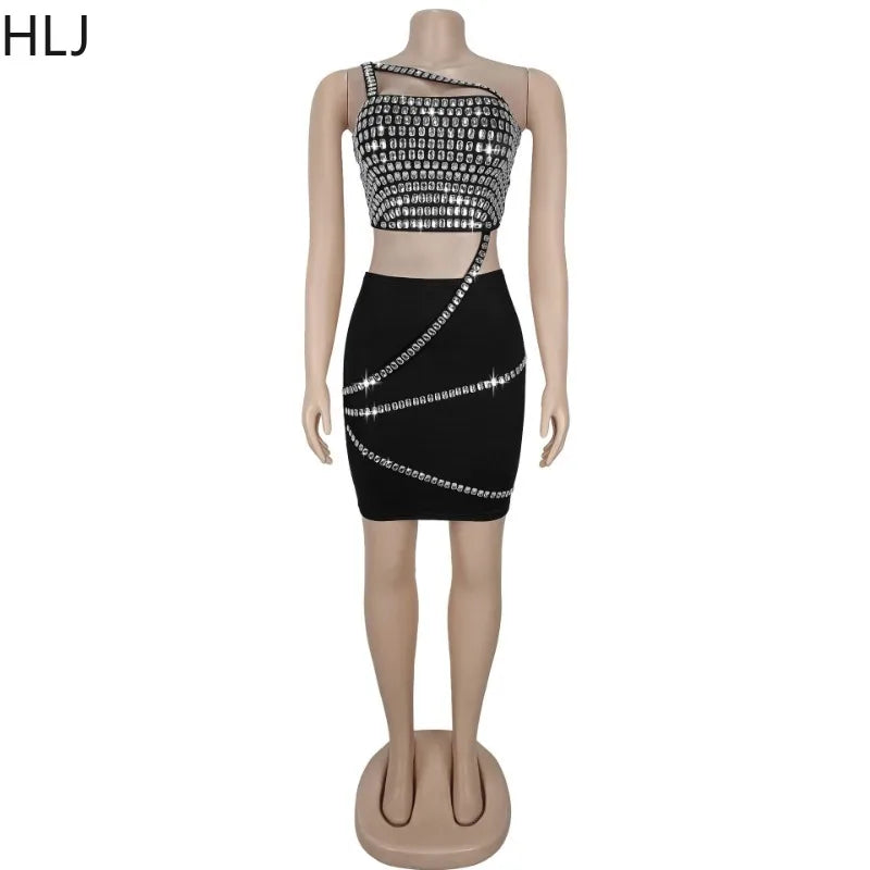 Seraphine Rhinestone One-Shoulder Skirt Two-piece