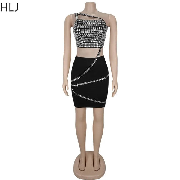 Seraphine Rhinestone One-Shoulder Skirt Two-piece