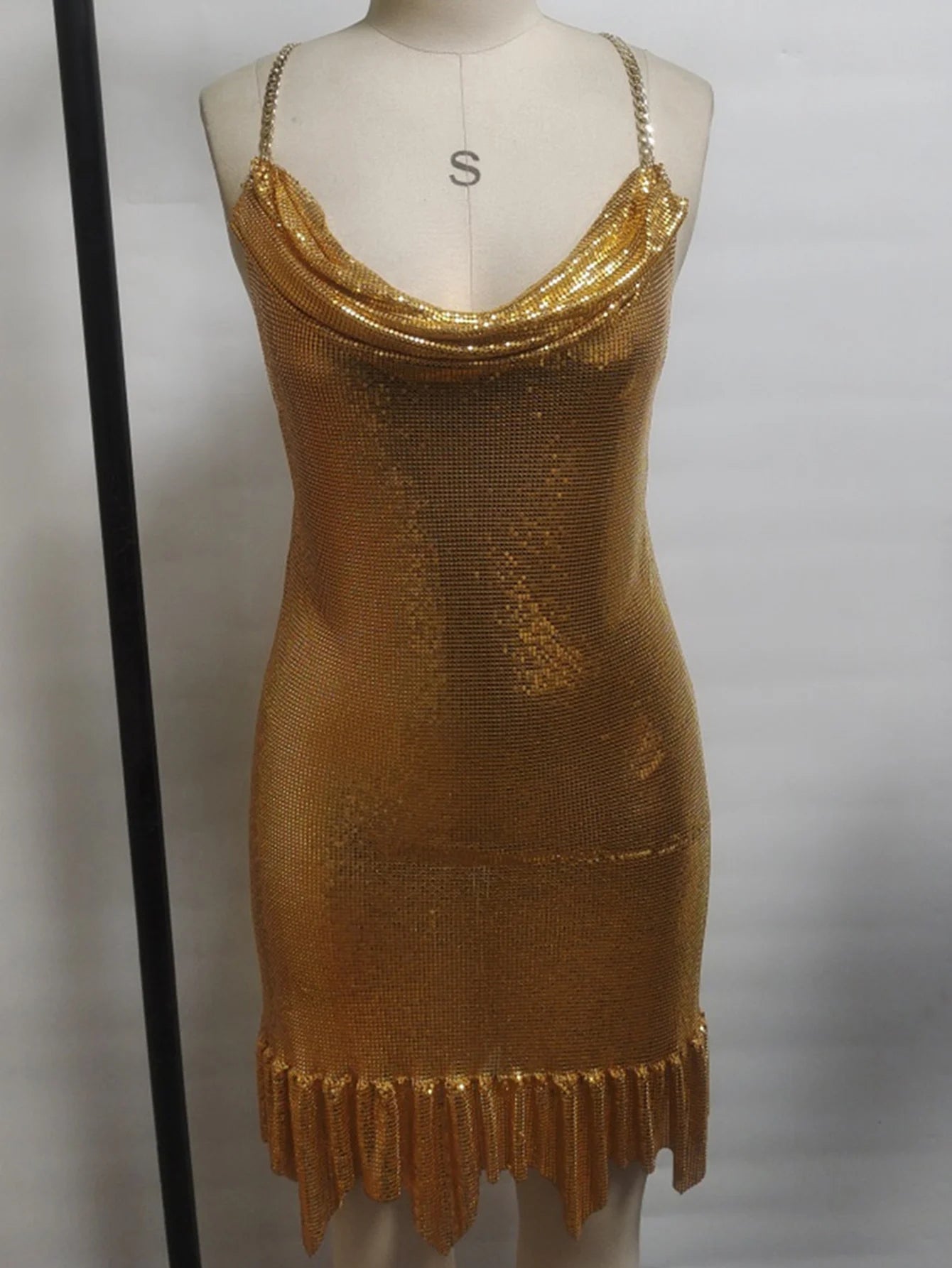 Lucienne Metal-Sequin Backless Slip Mini Dress