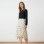 Women's Vintage Polka Dot Asymmetrical Hem Skirt White Black High Waist Drawstring Flowy Casual Midi Skirt Streetwear