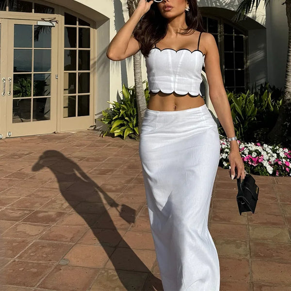Liesl Scalloped Cami Crop Top & Maxi Skirt Two-piece