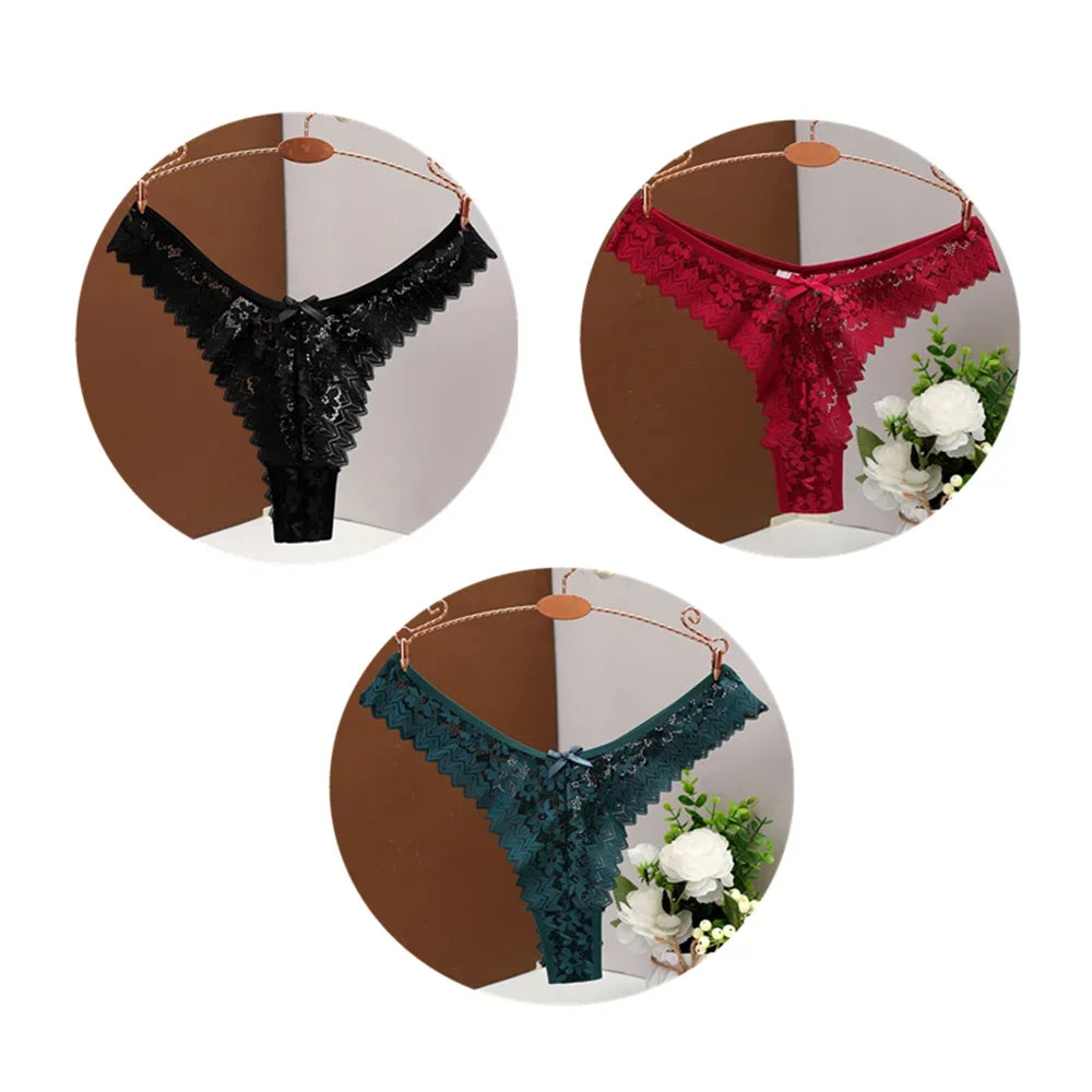 Valora V-Shape Lace Thong Pack Lingerie 3-piece