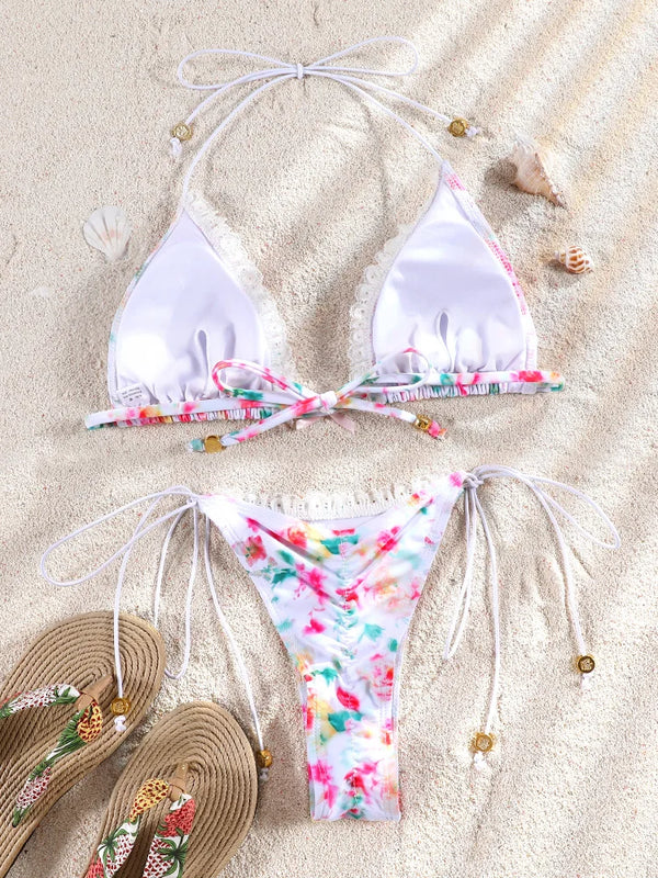 ZRTAK Micro Lace Bikini Set Push-Up Sexy Women's Swimwear 2025 Bathing Suit Swimsuit Beachwear Female Swimming Suits