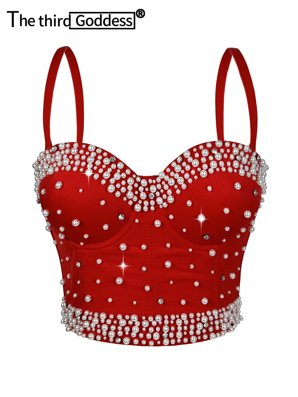 Sexy pearl rhinestone corset crop top women summer club party tops for woman clothes cropped halter tank top hotwife streetwear