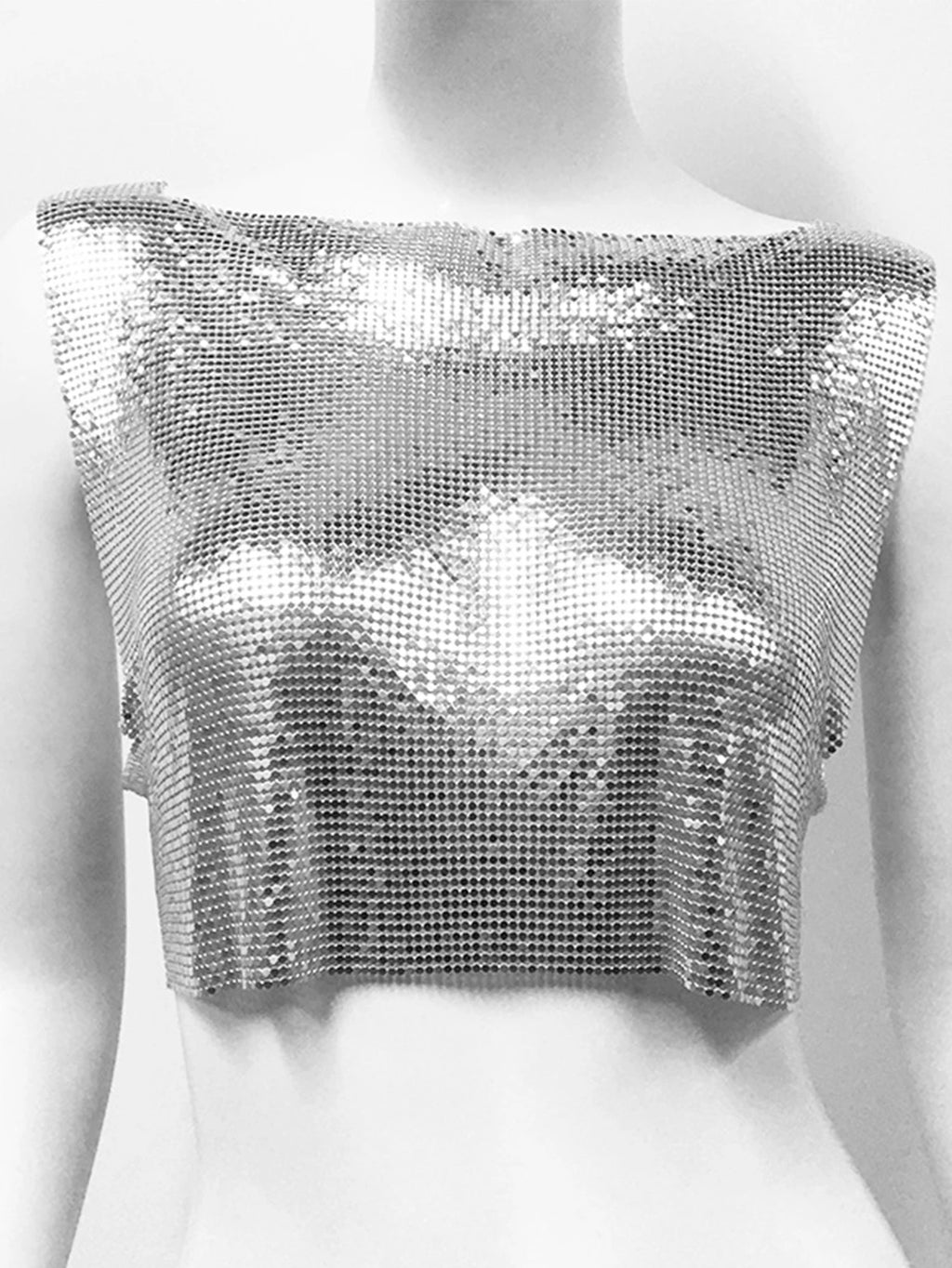 Yvette Metal-Sequin Cropped Tank Top One-piece