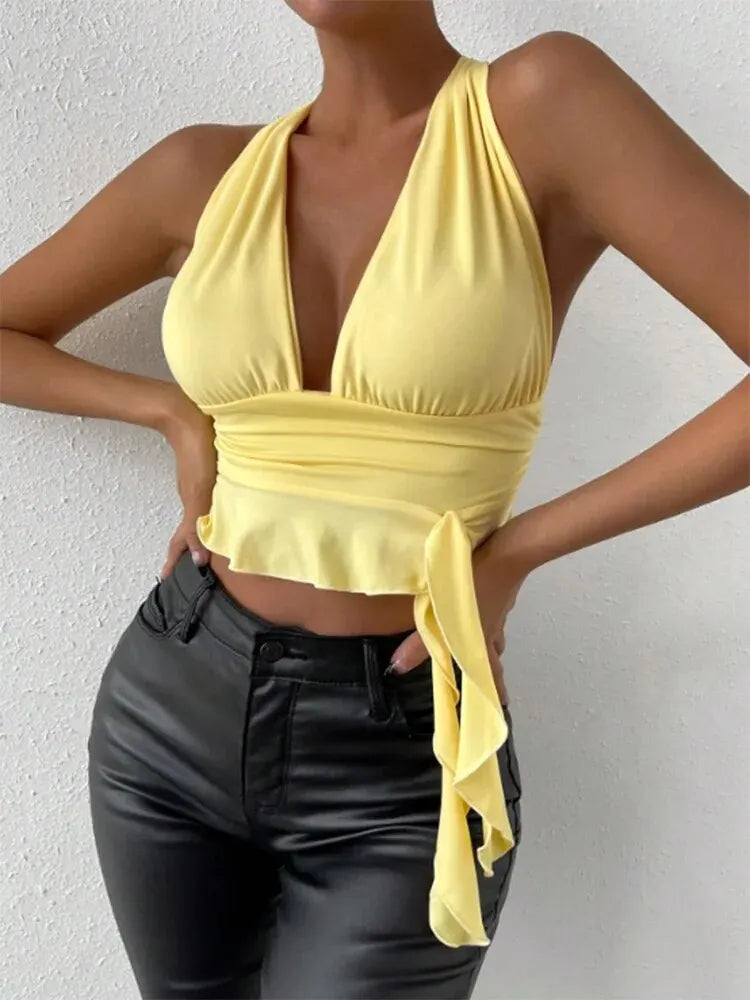 Luna Soleil Halter Tie Wrap Top One-piece