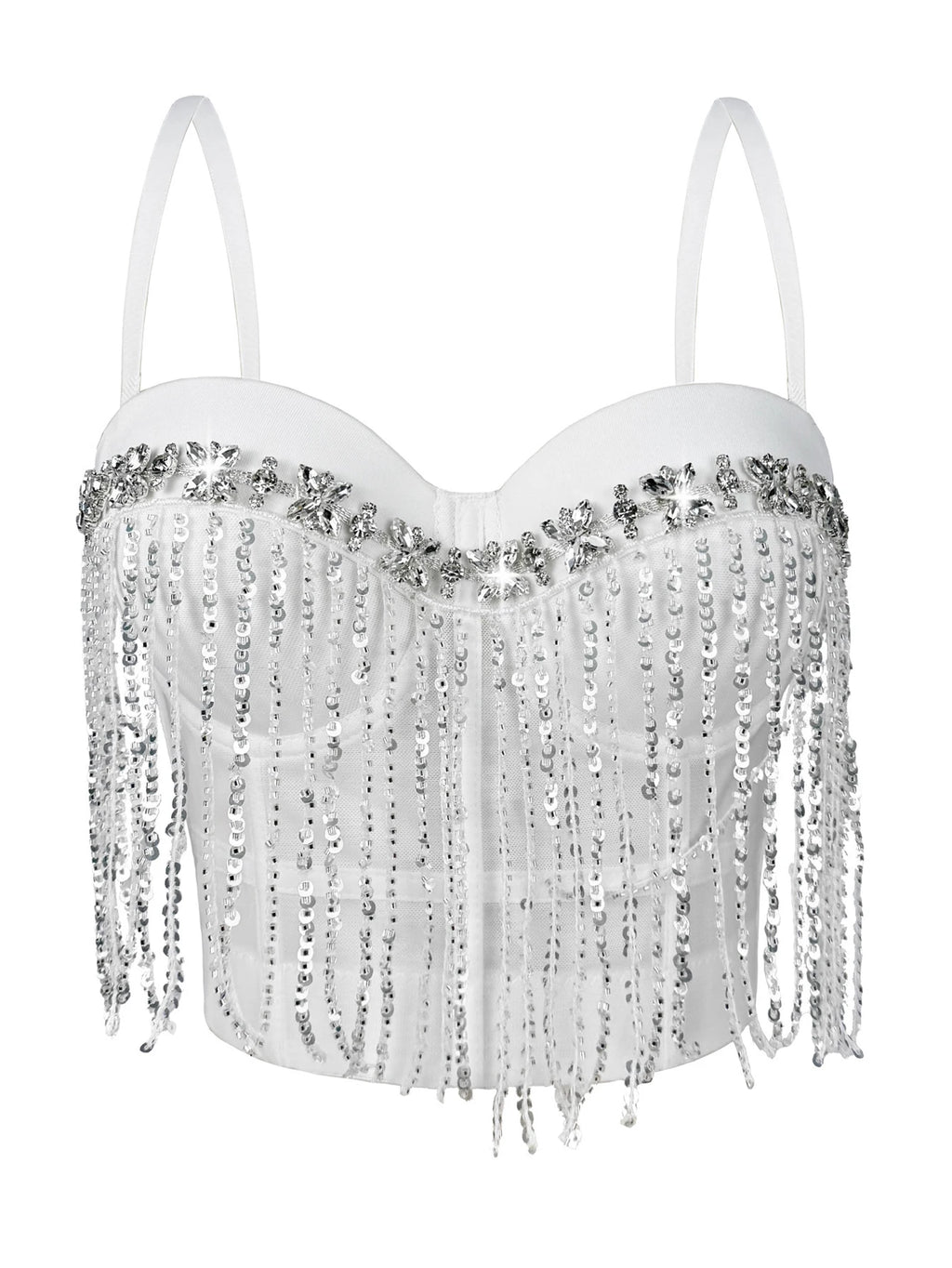 Dahliana Sequin Rhinestone Corset Crop Top