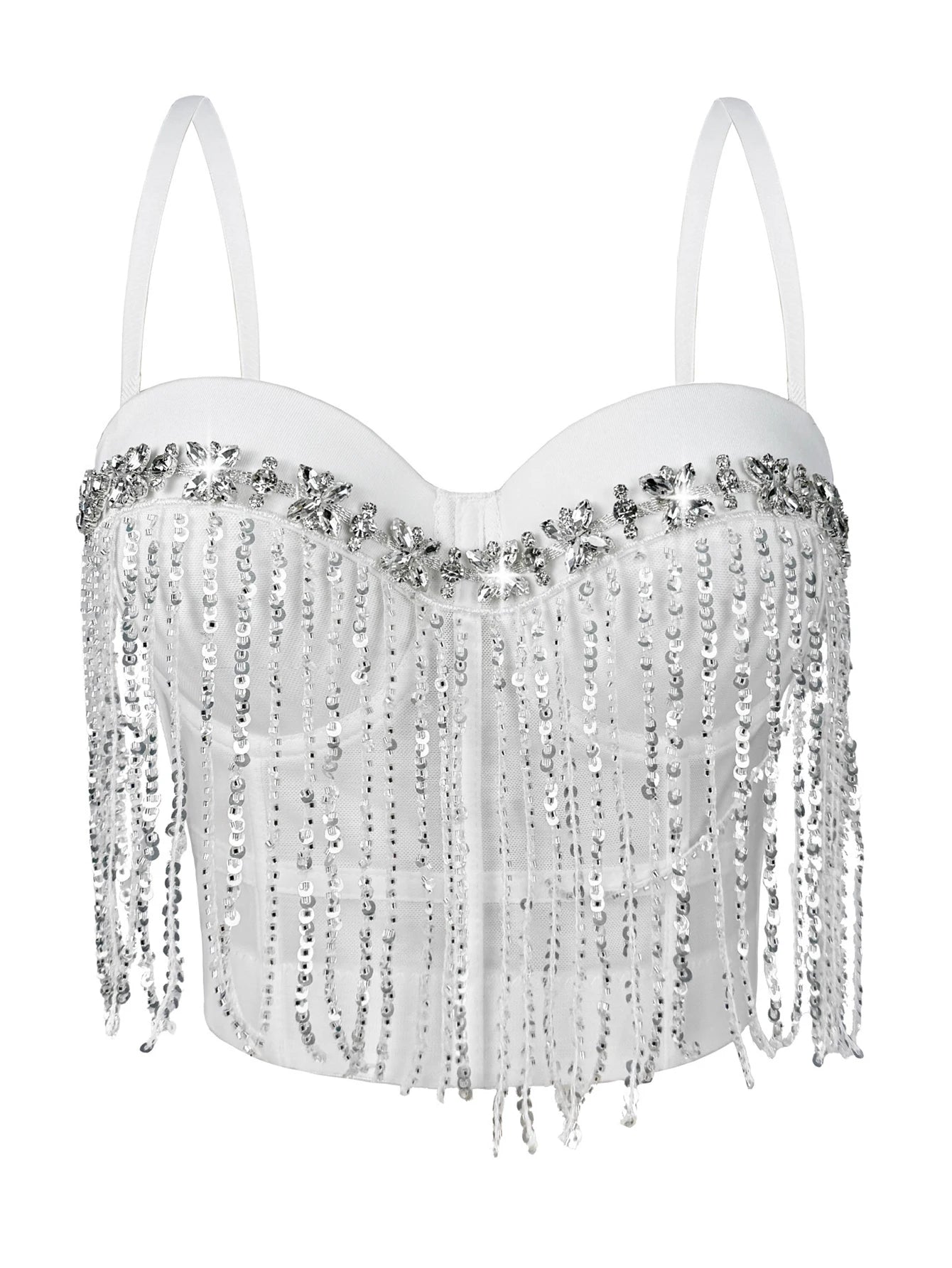 Dahliana Sequin Rhinestone Corset Crop Top