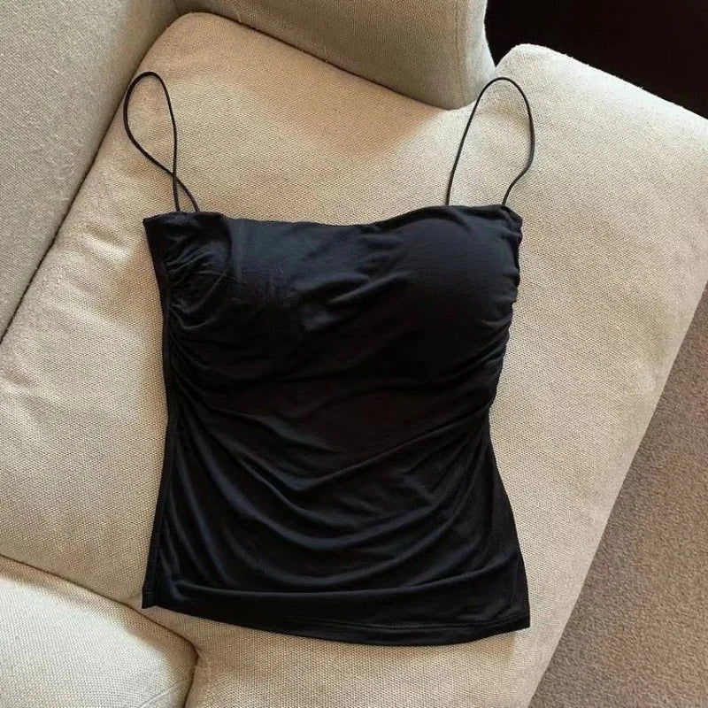 Hana Pleated Halter Tank Top