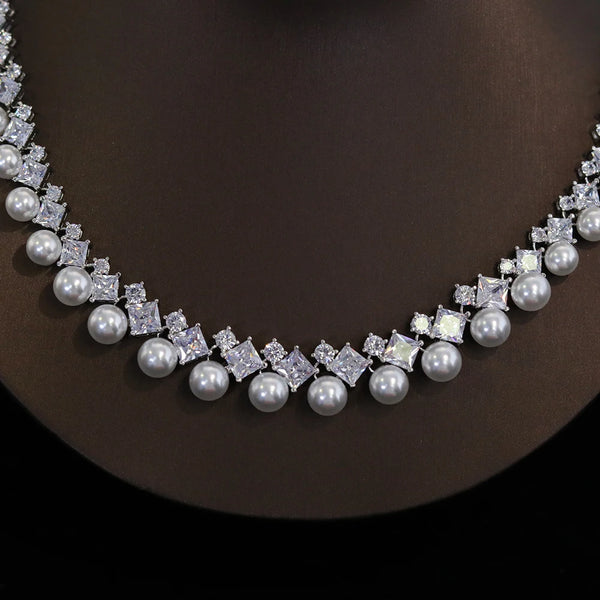 Ianthe Pearl Crystal Necklace & Earring Jewelry Set