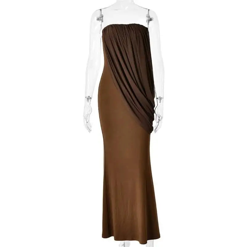 Valentina Draped Strapless Mermaid Maxi Dress