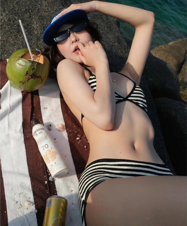Sasha Striped Crop Bikini Two-piece