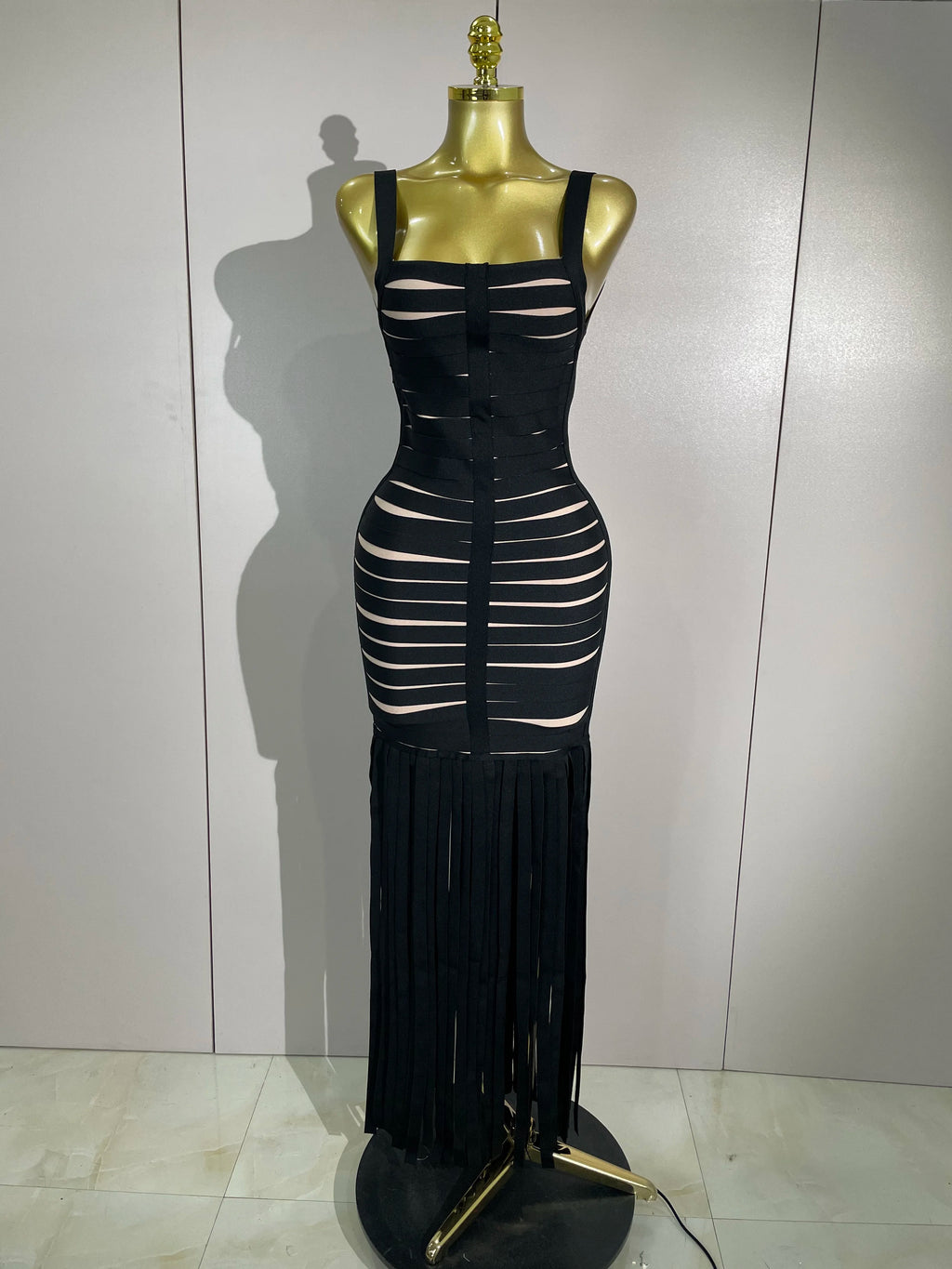 Francesca Tassel Halter Bandage Midi Dress
