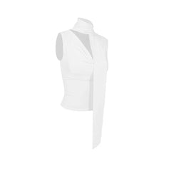 Cecelia Soft Whisper Ruched Draped Sleeveless Scarf Top One-piece