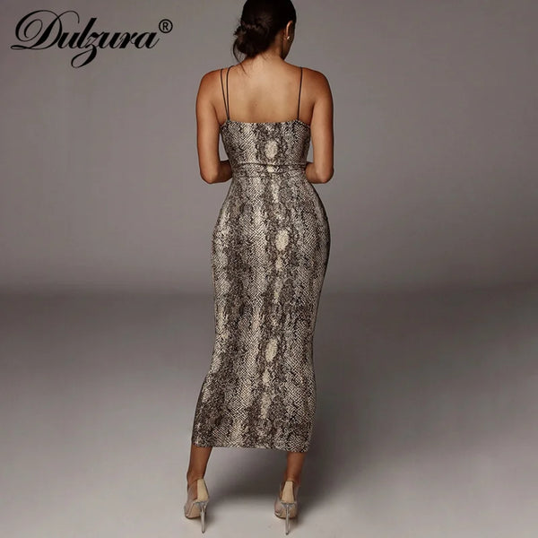 Dulzura Women Party Club Evening Streetwear Leopard Bodycon Midi Dress 2024 Summer Clothes Wholesale Items For Business