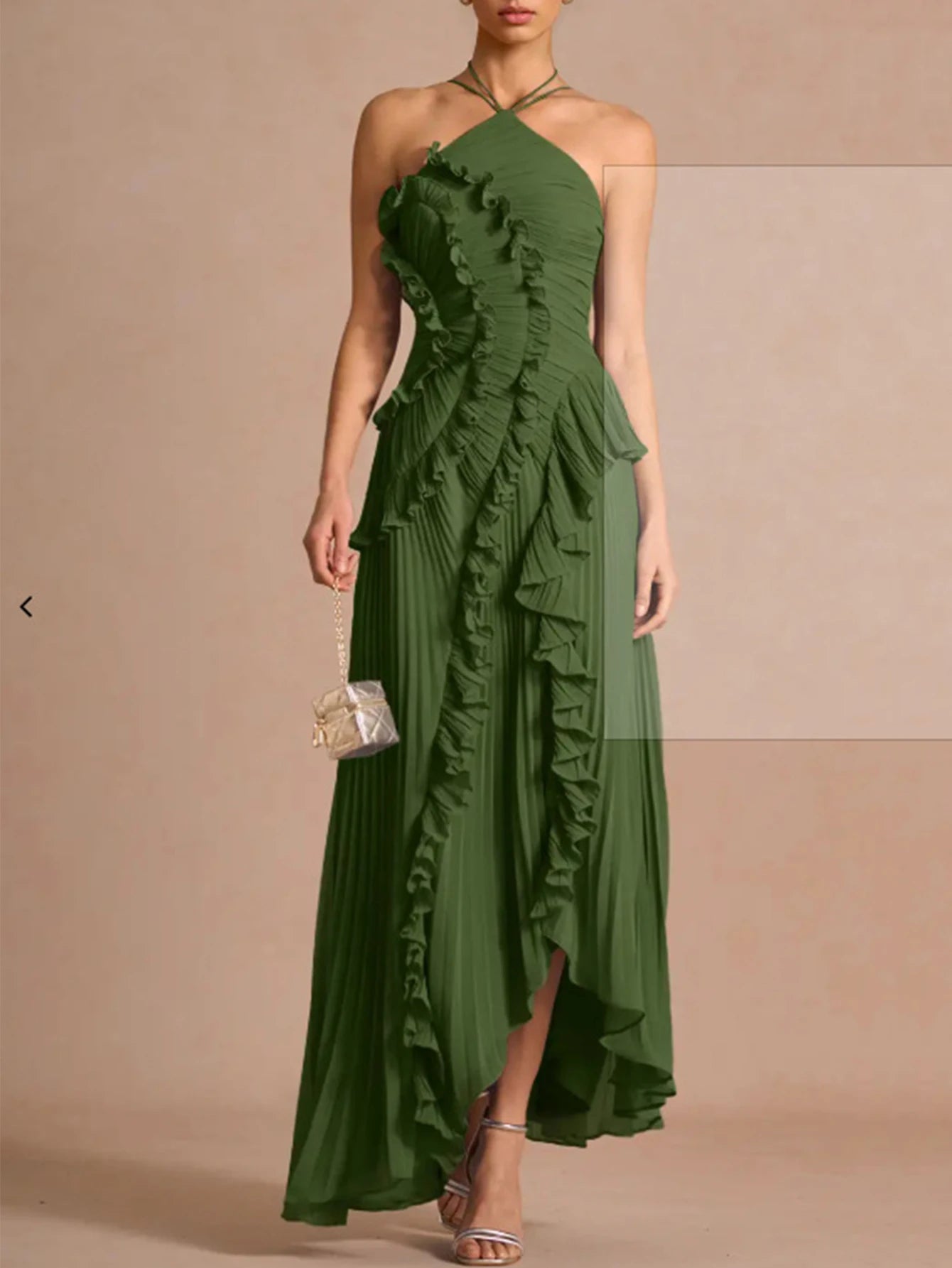 Saskia Ruched Backless A-Line Maxi Dress