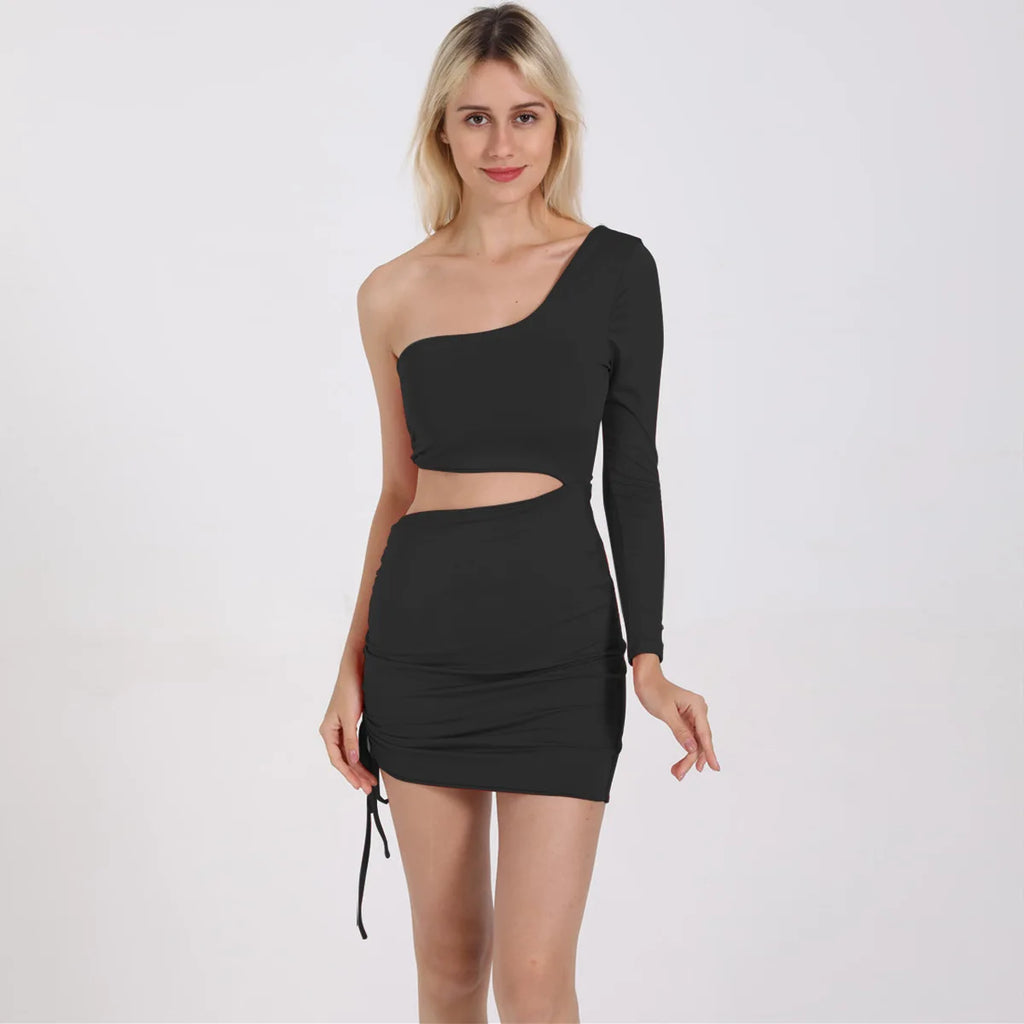 Isabella One-Shoulder Ruched Mini Dress