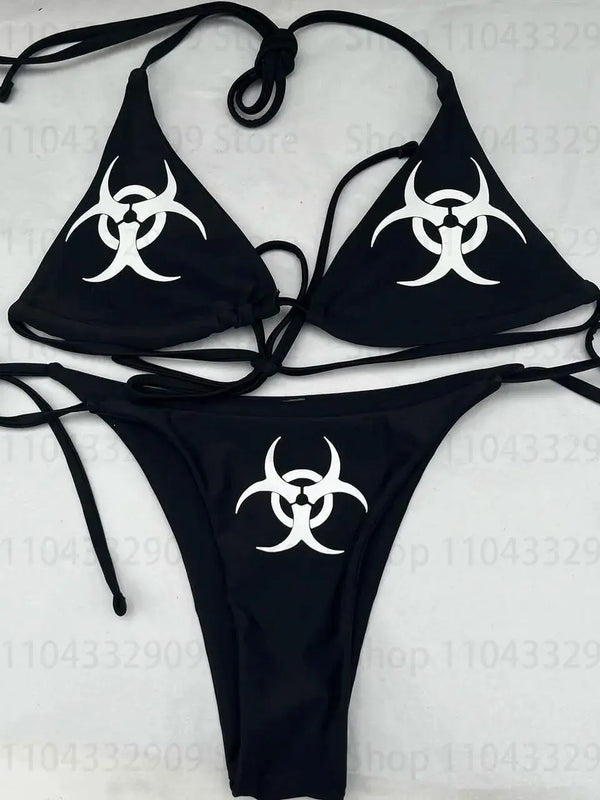2000s Gothic Vintage bikini Y2k style Graphic Women Fairy Trash bikini Emo girls Punk bikini swimm Sexy Girls Bathing Suitit