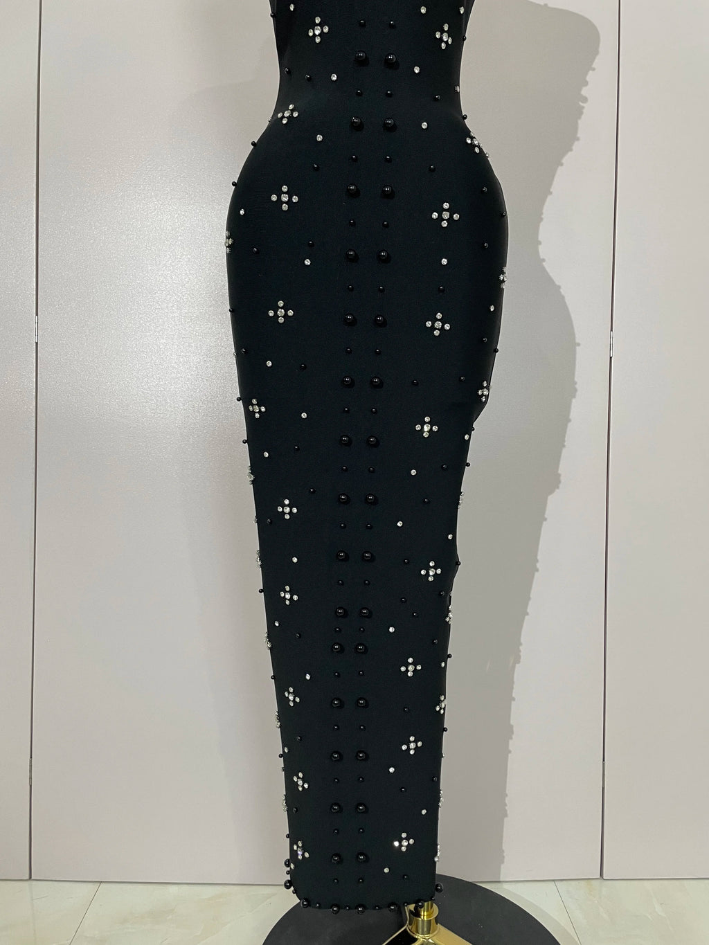 Giselle Rhinestone Pearl Bodycon Maxi Dress