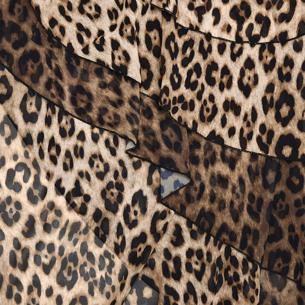 Amaranta Sheer Lace & Leopard One-Shoulder Ruffle Dress