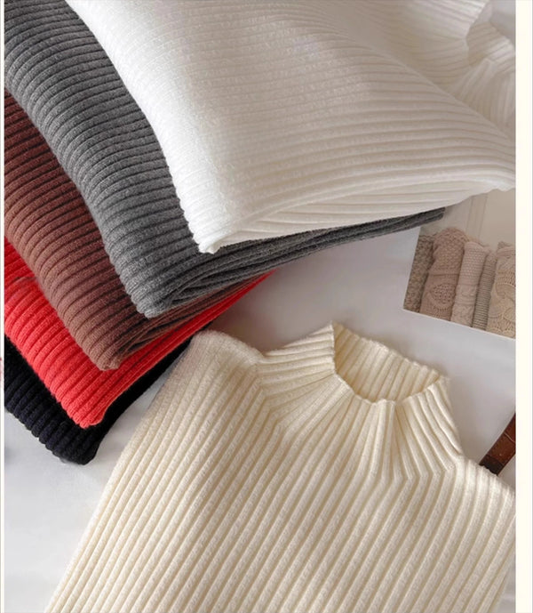 Clementina Slim Twist-Rib Knit Turtleneck Sweater One-piece