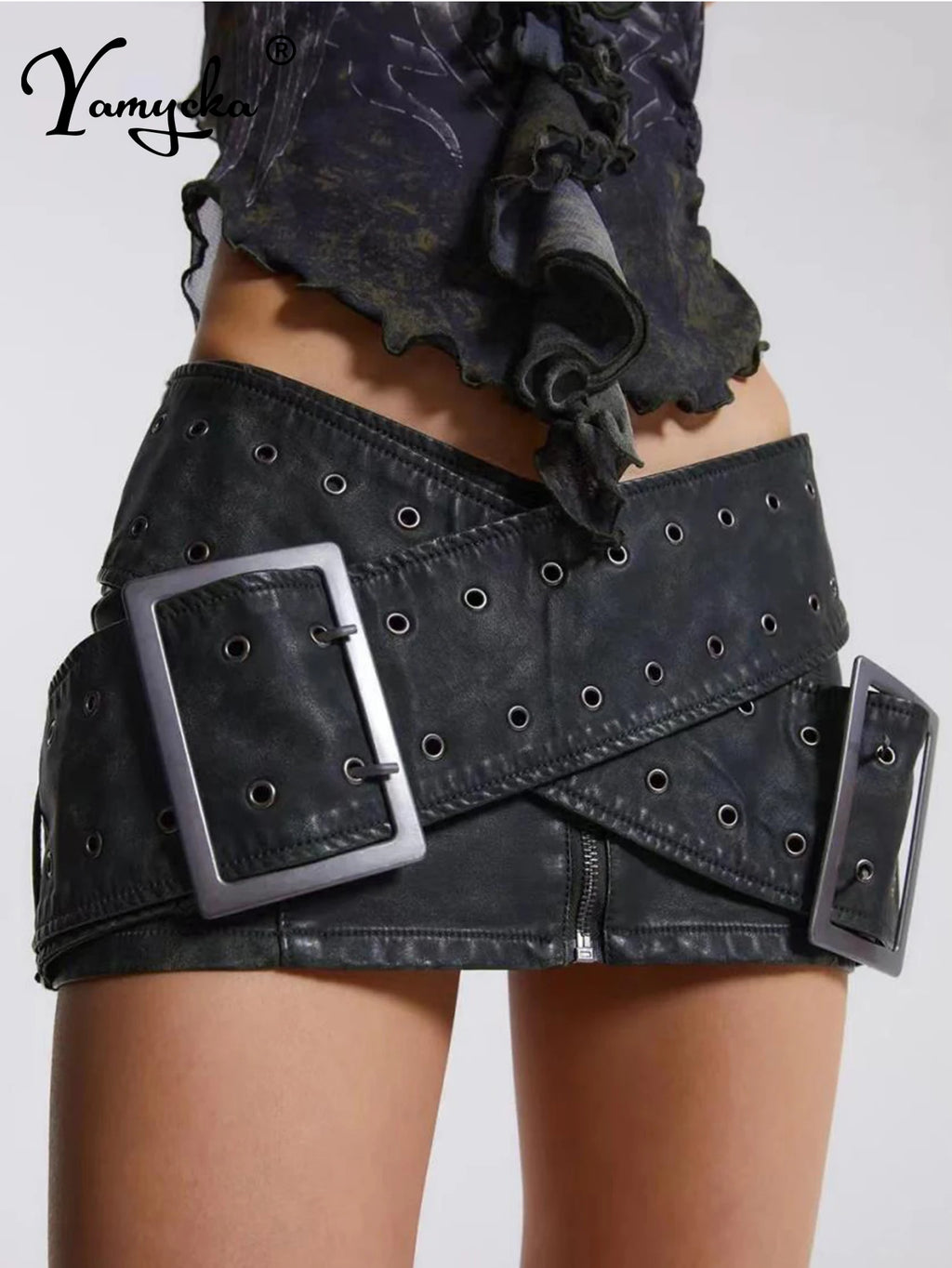 Raven Low-Rise Denim Micro Mini Skirt One-piece