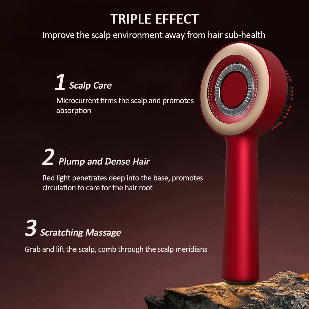 Electric Red Light Therapy Scalp Massage Comb – Rechargeable Hair Growth Brush with Vibration, Oil Applicator & EMS Massage