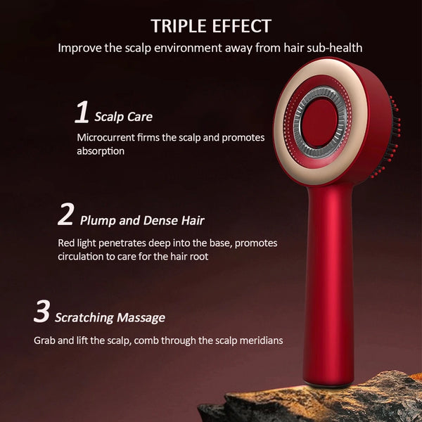 Electric Red Light Therapy Scalp Massage Comb – Rechargeable Hair Growth Brush with Vibration, Oil Applicator & EMS Massage