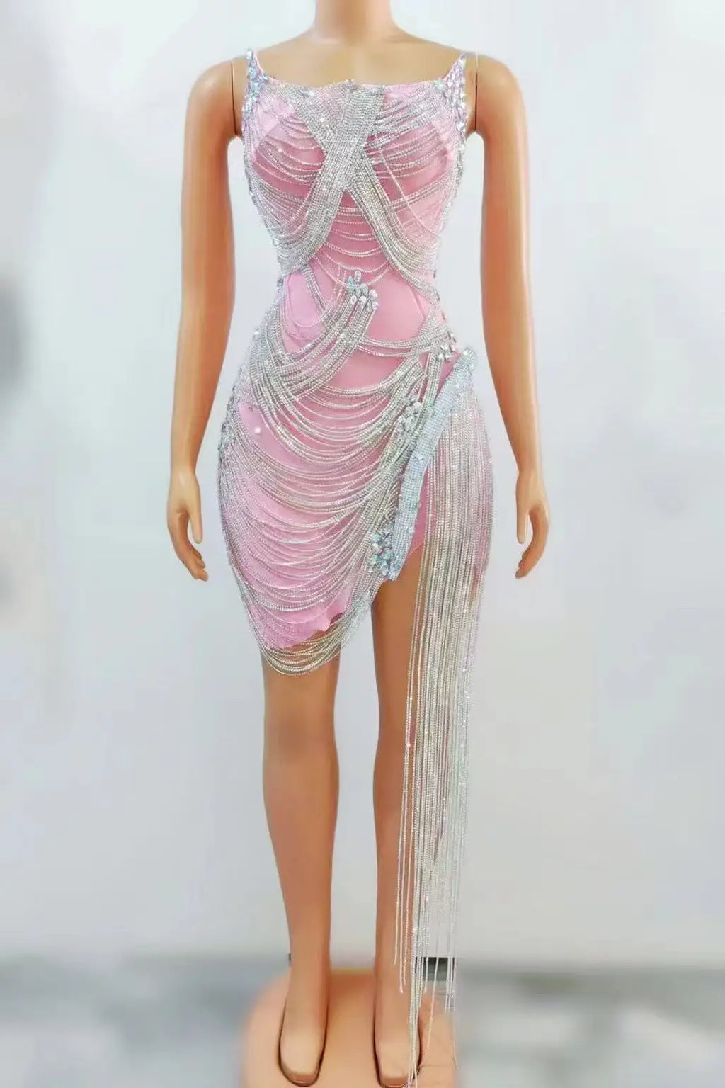 Estelle Rhinestone Knee-Length Performance Dress