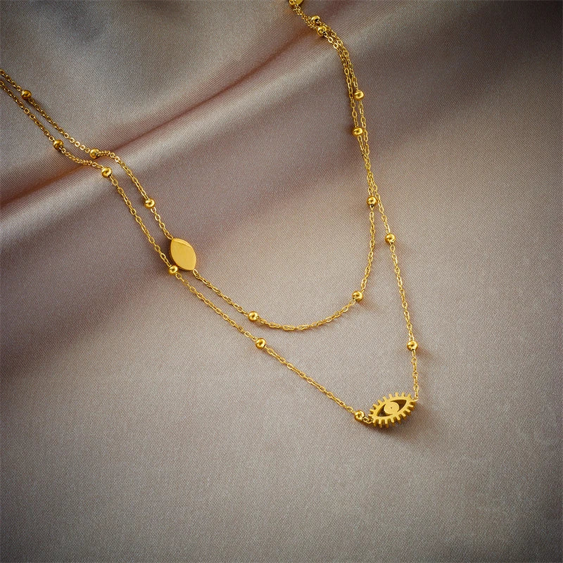 Evelina Layered Eye Pendant Necklace