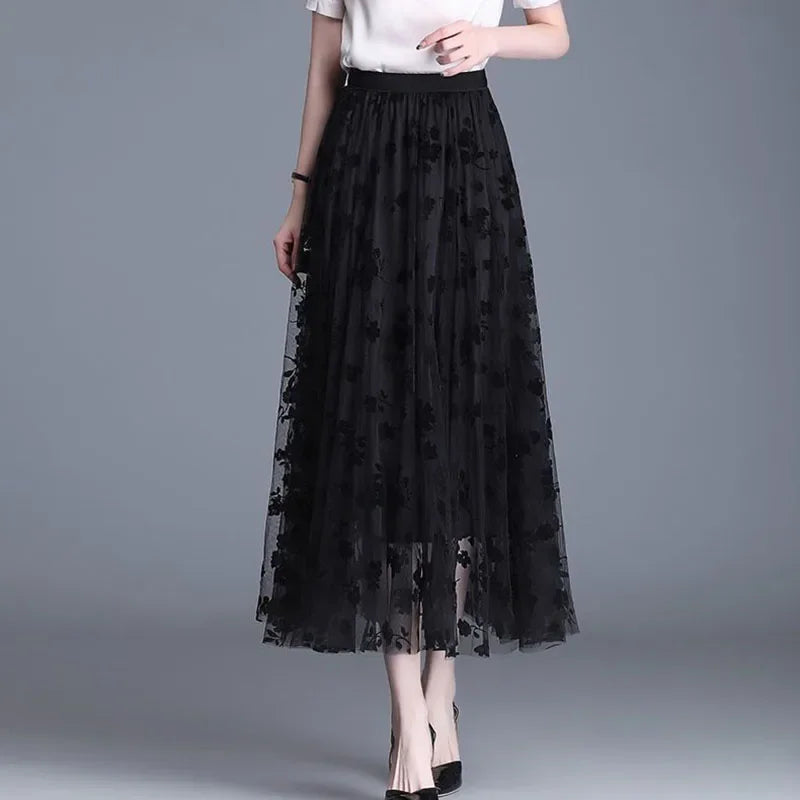 Josette Floral Mesh Midi Skirt One-piece