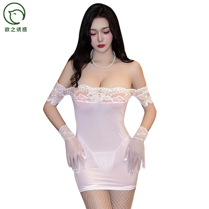 Elodie Strapless Lace-Trim Lingerie Mini Dress