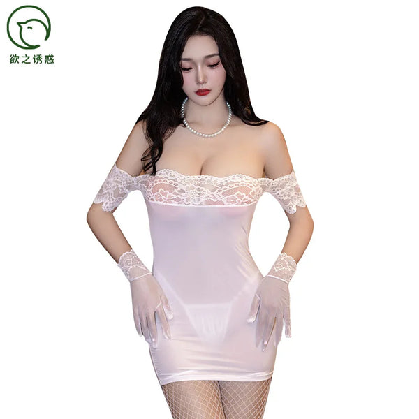 Elodie Strapless Lace-Trim Lingerie Mini Dress