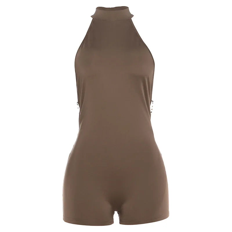 Mariposa Butterfly-Chain Halter Romper One-piece