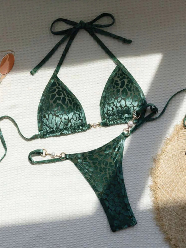 Zuri Leopard Halter Micro Bikini Two-piece