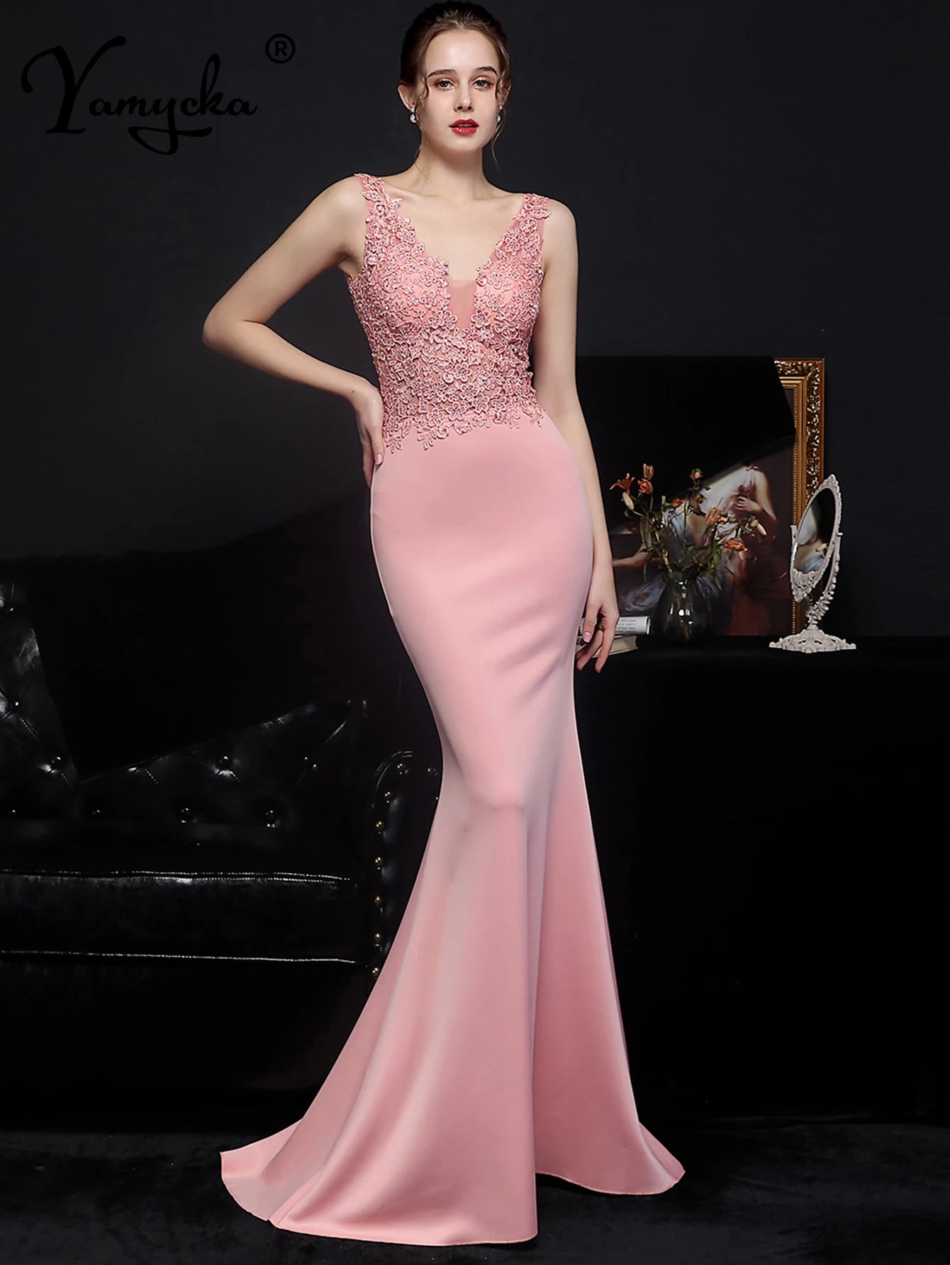 Genevra Rhinestone Backless Mermaid Maxi Dress