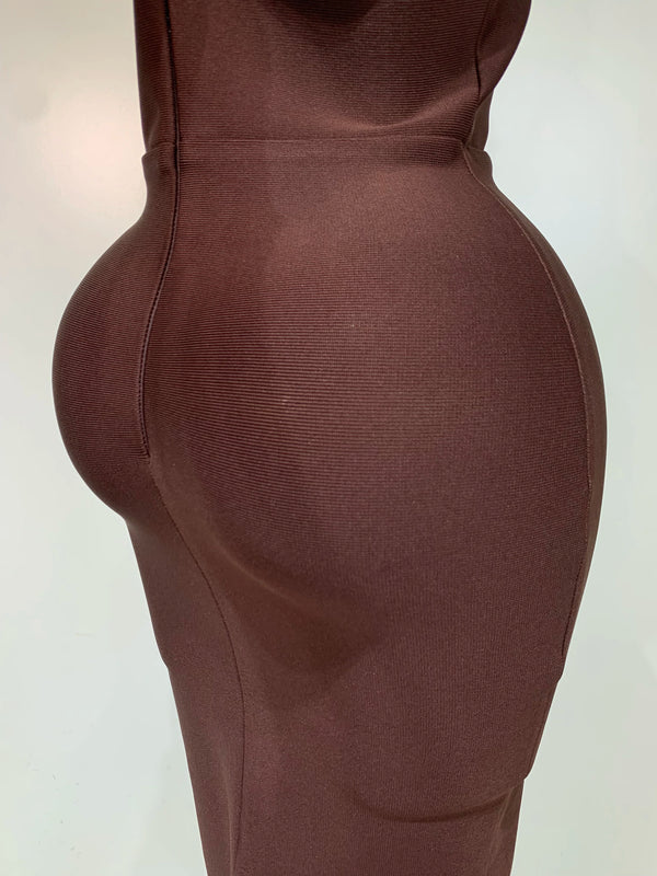 Ornella Scalloped Cutout Halter Bandage Maxi Dress