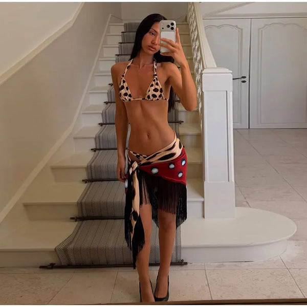 Marlowe Animal Print Wrap Midi Skirt One-piece