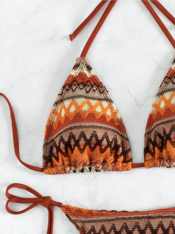 Esme Knitted Stripe Halter Bikini Two-piece