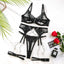 Oriane Floral Embroidered Chain-Trim Garter Lingerie Set