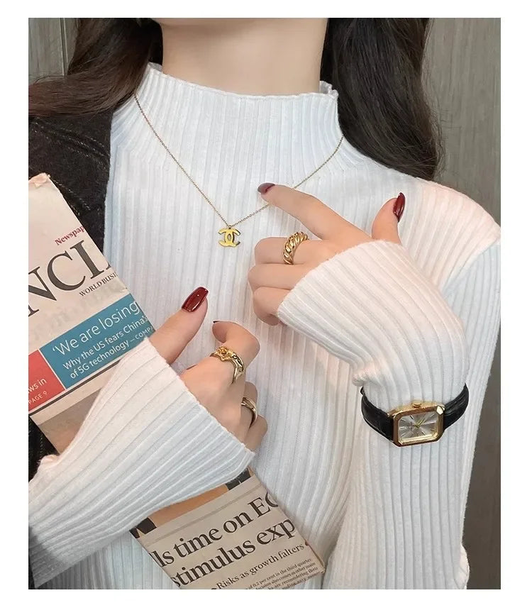 Clementina Slim Twist-Rib Knit Turtleneck Sweater One-piece