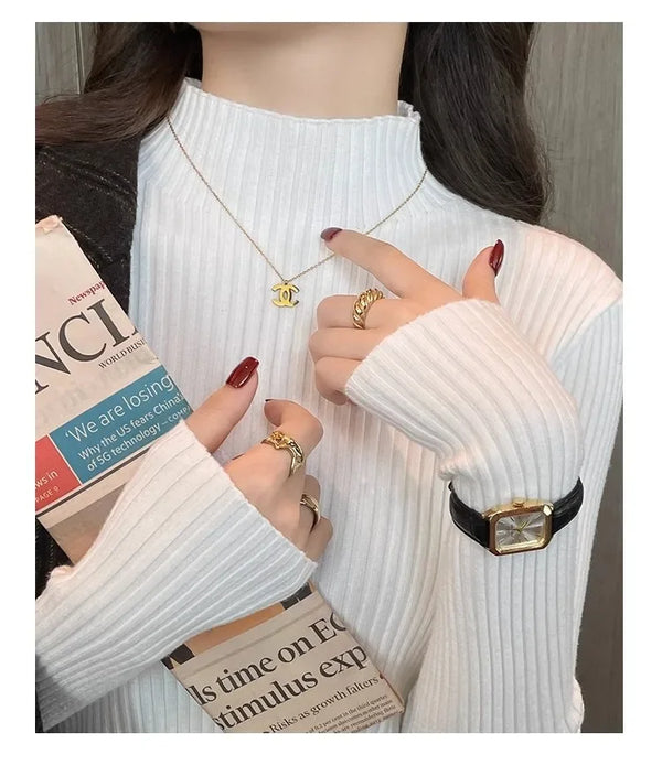 Clementina Slim Twist-Rib Knit Turtleneck Sweater One-piece