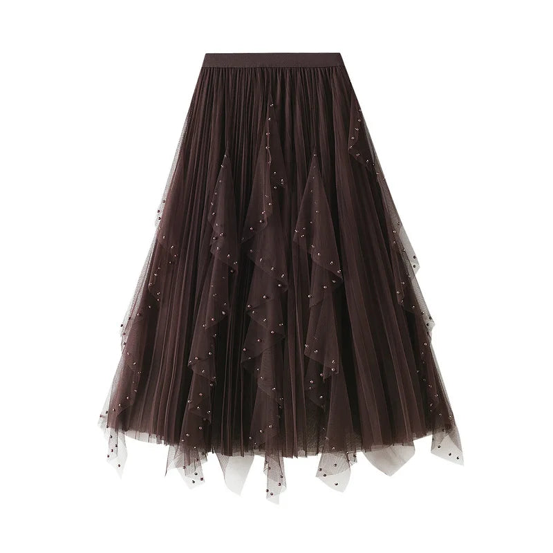 Kiara A-Line Mesh Midi Skirt One-piece