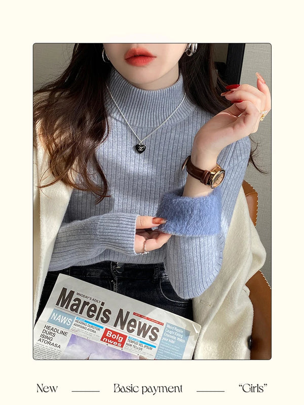 Bettany Velvet-Lined Thermal Knit Turtleneck Sweater One-piece