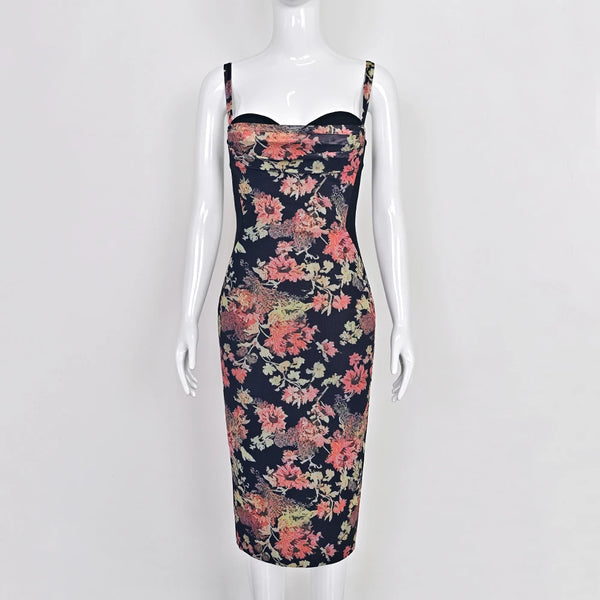 BEAUKEY Sexy Vintage Black Bandage Dress 2025 For Women Summer Draped Spaghetti Split Contrast Bodycon Dress XL Paded Vestido