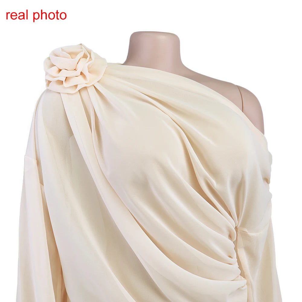 Flora Mesh Floral-Appliqué One-Shoulder Top One-piece