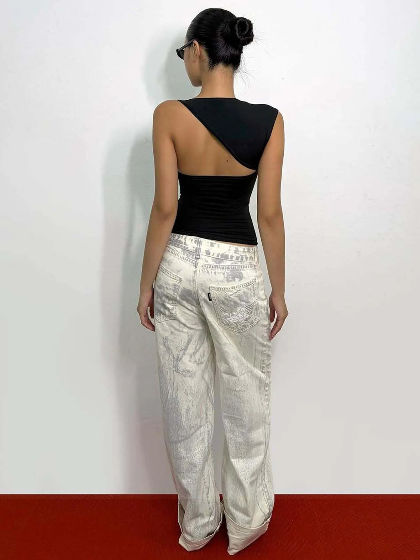 Arielle Asymmetric One-Shoulder Backless Tank Top One-piece