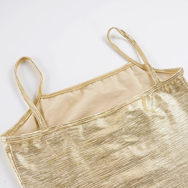 Goldie Metallic Square-Neck Cami Top One-piece