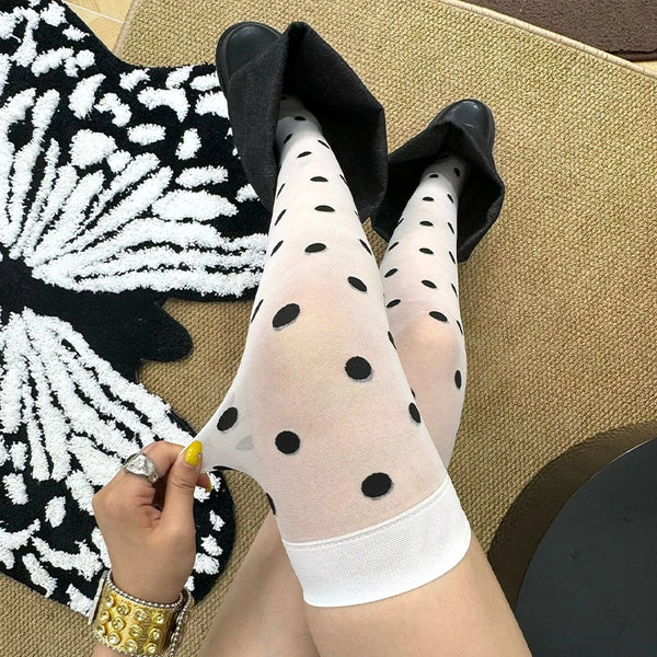 Pearl Polka-Dot Thigh-High Stockings